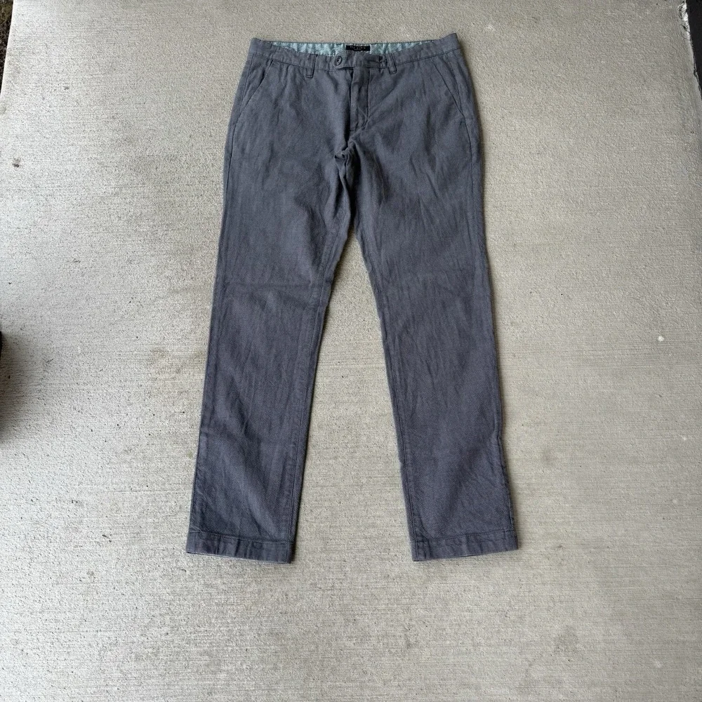Ted Baker Men's Chino Pants Gray Casual Dress Flat Front Size 34R‎
